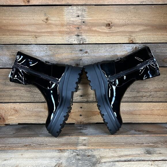 Aldo Bigshot Flat Sock Platform Boots - Black Patent  - 7 - New without box - Picture 7 of 9